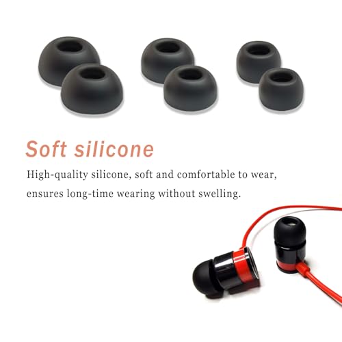 Silicone Replacement Earbuds Tips Oval - inner diameter 4.0mm Universal Ear Tips Fit True Wireless Earbuds, 6 Pairs LMS Black - color: Black
