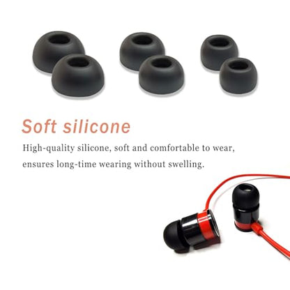 Silicone Replacement Earbuds Tips Oval - inner diameter 4.0mm Universal Ear Tips Fit True Wireless Earbuds, 6 Pairs LMS Black - color: Black