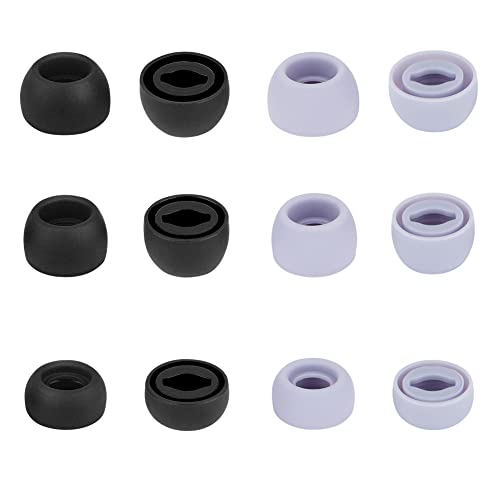 Earbud Cover Silicone Eartips for Galaxy Buds Pro Replacement Ear Tips Compatible with Samsung Galaxy Buds Pro Headphones Fit in Case Eartips Earbud Rubber Tips S M L 6 Pairs (Black+Purple) - color: Black+Purple