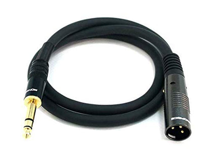 Monoprice XLR Male to 1/4-Inch TRS Male Cable - Molded Strain Relief Boots, Gold Plated, 16AWG, 3 Feet, Black - Premier Series - size: 3 feet