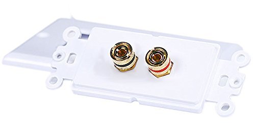 iMBAPrice (5 Pack) Premium 2 Connector Banana Wall Plate - Banana Plug Binding Post Wall Plate for Speakers white
