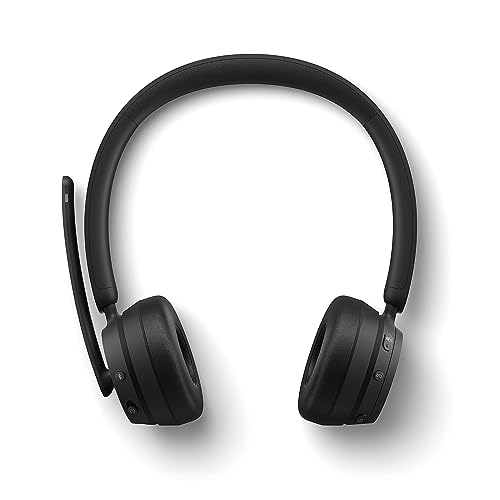 Microsoft Modern - Wireless Headset,Comfortable Stereo Headphones with Noise-Cancelling Microphone, USB-A dongle, On-Ear Controls, PC/Mac - Certified for Microsoft Teams,Black