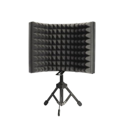 HANABASS Portable Folding Microphone Windshield Shield with Sponge and Metal Three Panels Combination, Sound Absorber Panel for Studio Recording and Broadcasting Room, Easy to Carry