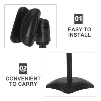 Hemobllo Adjustable Desktop Microphone Stand round Base, Portable and Compact Metal Mic Holder for Professional Studios and Podcasting, Height Adjustable Microphone Support