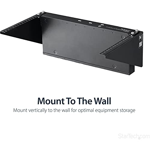 StarTech 6U Vertical Wall-Mount Patch Panel Rack, 19in, TAA (RK619WALLV) | Open-frame steel vertical mounting bracket for networking and data equipment, EIA-310, Includes cage screws and nuts - size: 6U