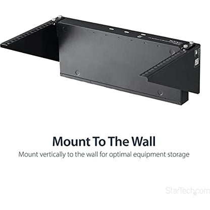 StarTech 6U Vertical Wall-Mount Patch Panel Rack, 19in, TAA (RK619WALLV) | Open-frame steel vertical mounting bracket for networking and data equipment, EIA-310, Includes cage screws and nuts - size: 6U