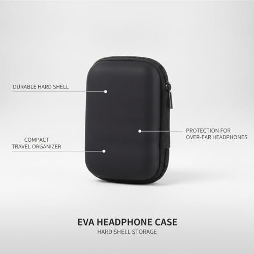 Hard Shell EVA Headphone Case for Over-Ear Models, Compact Travel Storage Organizer, Black