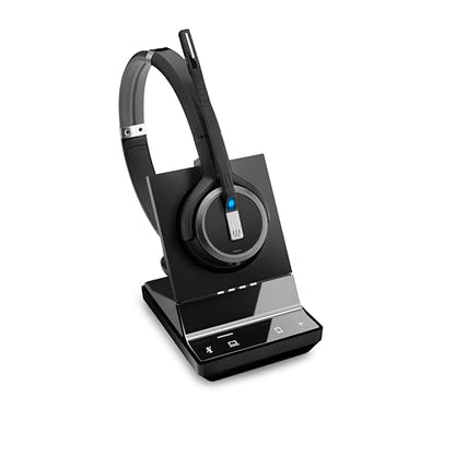 Sennheiser SDW 5063 (506588) - Double-Sided (Binaural) Wireless DECT Headset for PC/Softphone Connection Dual Microphone Ultra Noise Cancelling, Black