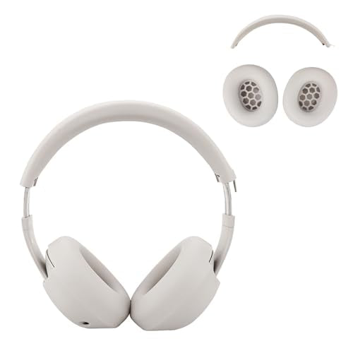 Aiivioll Studio Pro Silicone 2 in 1 Case Cover Set, Anti-Scratch Ear Pad Cover/Zipper Headband Cover for Beats Studio Pro Headphone, Studio Pro Soft Silicone Protector Accessories(Off-White) - color: Off-white