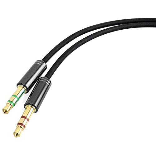 3.5mm Headphone Splitter Adapter Female to 2X 3.5 mm Male Converter Cable Headphone Mic Audio Y Splitter Cable Smartphone Headset to PC Adapter –for Microphone with 4 Pin (Black) - color: Black
