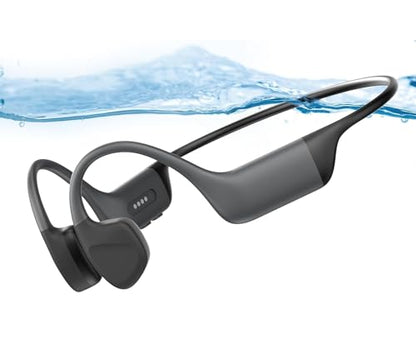 Bone Conduction Headphones, Open-Ear Bluetooth 5.4 Wireless Headphones, IPX8 Waterproof Sports Earphones for Swimming, Running, Cycling, Built-in Mic & 32GB MP3 Player - color: Grey