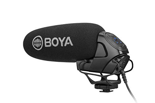 Boya BY-BM3032 Supercardioid On-Camera Shotgun Microphone with Headphone Out & Furry Windjammer for DSLR, Mirrorless & Video Cameras