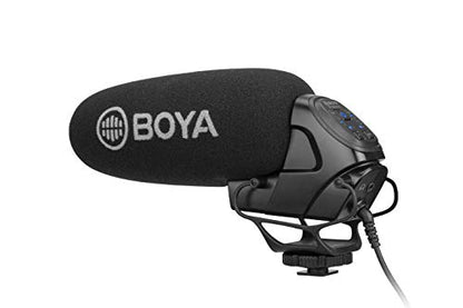 Boya BY-BM3032 Supercardioid On-Camera Shotgun Microphone with Headphone Out & Furry Windjammer for DSLR, Mirrorless & Video Cameras