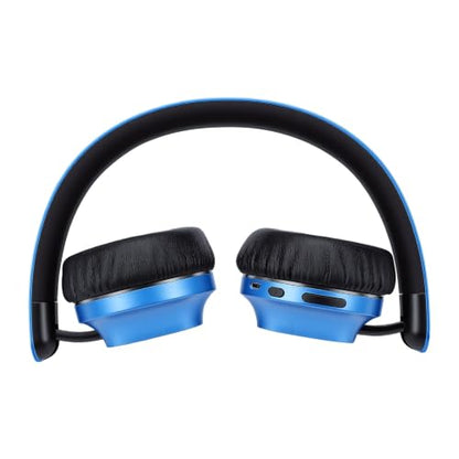 Wireless Headphones Over Ear, with Brushed Metal Design (Blue) | Over The Ear Headset with Foldable, Stereo Breathing Light, 16H Playtime for Travel Home Office Cellphone PC - color: Blue