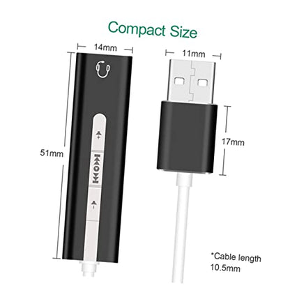 Hemoton Built Sound Card USB Surround Sound Microphone Earphone for Easy Volume