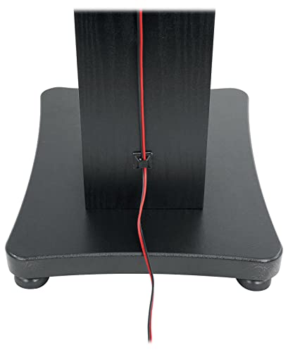 Rockville SS36B Black Wood Grain 36" Solid Home Speaker Stands Pair | 100 Lbs Capacity, Solid MDF Wood, Not Hollow, Isolation Pads, Brass and Rubber Spikes, 2 Top Platform Sizes, Cable Management - color: Black