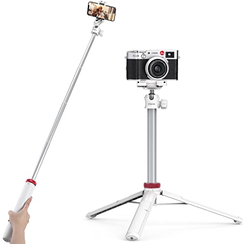 ULANZI MT-44 Extendable Phone Tripod, 59" Portable Selfie Stick Vlog White | 2-in-1 Phone Clip, Cold Shoe, Tripod Stand w 1/4" Screw, 360° Ball Head, Camera Tripod for DJI Pocket 4 Luna Sony Video Live - color: WHITE