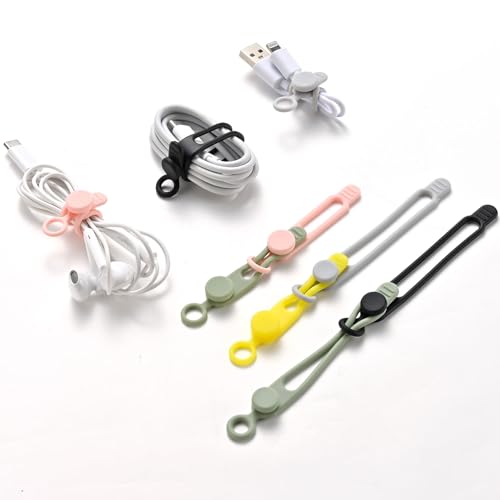 10Pcs Silicone Cable Ties Reusable Cord Organizers | for Earphones, Chargers, PC Wires, Ideal for Home Office Travel