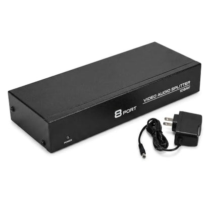 8 Way 3 RCA Switch, Powered 1 in 8 Out AV Switcher, Composite Video Audio Distribution, AV Switch, Audio Splitter Duplicator with Power Adapter