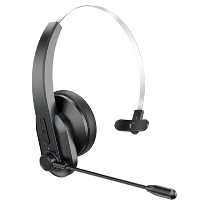 Goshyda Trucker Bluetooth Headset with AI Noise Cancelling Mic & USB Dongle, 50Hrs Talk Time Single Ear Wireless Headset for PC Phone Truck Drivers