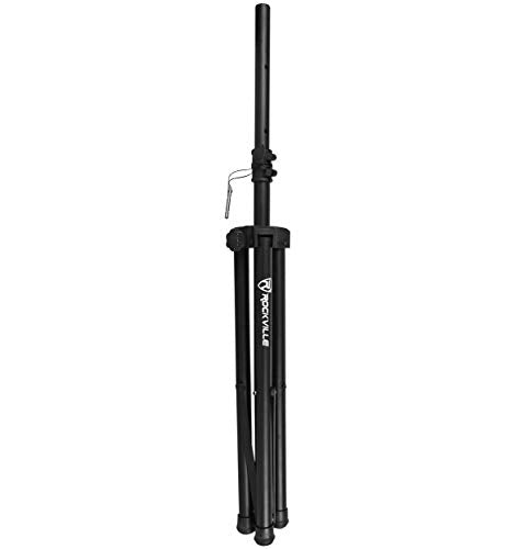 Rockville RVSS2 Black Tripod DJ PA Speaker Stands Pair with Carrying Case | 47"-79" Adjustable Height, 132 lb Capacity Each, Heavy-duty Steel Construction, 23" Base Spread, 1.38" Tubes