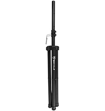 Rockville RVSS2 Black Tripod DJ PA Speaker Stands Pair with Carrying Case | 47"-79" Adjustable Height, 132 lb Capacity Each, Heavy-duty Steel Construction, 23" Base Spread, 1.38" Tubes