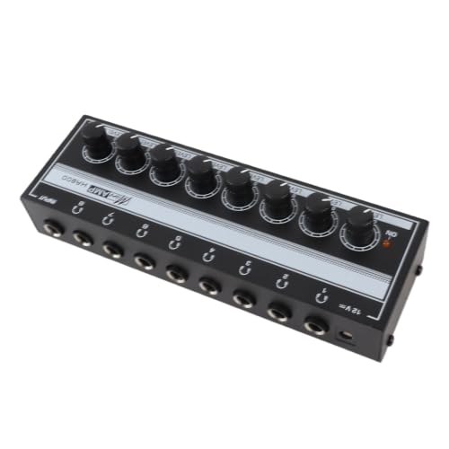 Headphone Amplifier, Stereo Headphone Amplifier Clear Sound Metal 100 to 240V Compact 8 Output and 1 Input Channels Sturdy for Stage