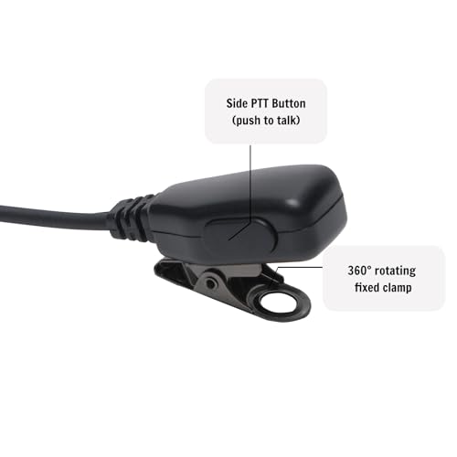 2-Pin in-Ear Earpiece Compatible with Kenwood TK-3107 2-Pack | Inline PTT mic, 360 degree lapel clip, soft silicone eartip, hands-free talk, fits Baofeng UV-5R UV-82 BF-888S