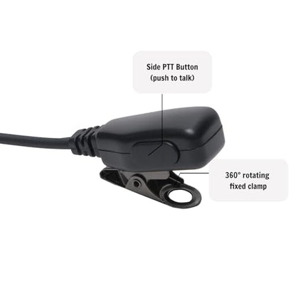 2-Pin in-Ear Earpiece Compatible with Kenwood TK-3107 2-Pack | Inline PTT mic, 360 degree lapel clip, soft silicone eartip, hands-free talk, fits Baofeng UV-5R UV-82 BF-888S