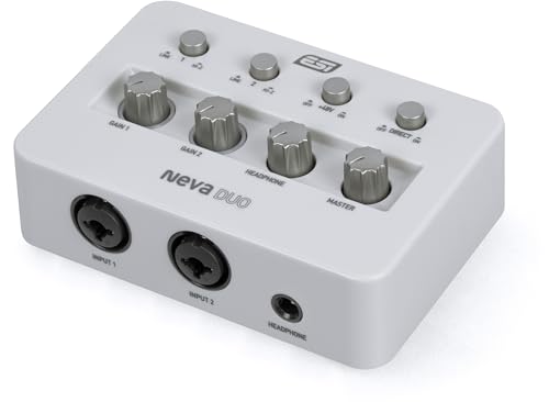 ESI Neva Duo | Professional 24-bit/192kHz 2x2 USB Audio Interface for PC and Mac, Dual XLR, Podcasting, and Streaming, Perfect for Guitarists and Vocalists, Music Production Software Included