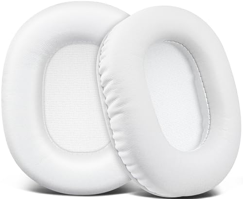 SOULWIT Earpads Replacement for Audio Technica ATH M50X M50XBT M50RD M40X M30X M20X MSR7 SX1 Monitor Headphones, Ear Pads Cushions with Softer Protein Leather, High-Density Foam - White - color: White