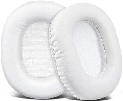 SOULWIT Earpads Replacement for Audio Technica ATH M50X M50XBT M50RD M40X M30X M20X MSR7 SX1 Monitor Headphones, Ear Pads Cushions with Softer Protein Leather, High-Density Foam - White - color: White