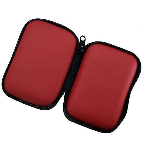 Portable Storage Hard Case Bag Holder Pouch Earphone Carrying Case for SD TF Card Earphone Headphone Earbuds iPod Bluetooth Headset and Charging Cable (Red) - color: Red