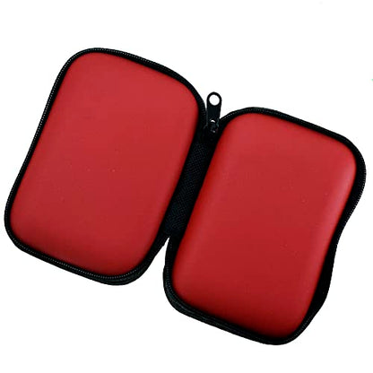 Portable Storage Hard Case Bag Holder Pouch Earphone Carrying Case for SD TF Card Earphone Headphone Earbuds iPod Bluetooth Headset and Charging Cable (Red) - color: Red