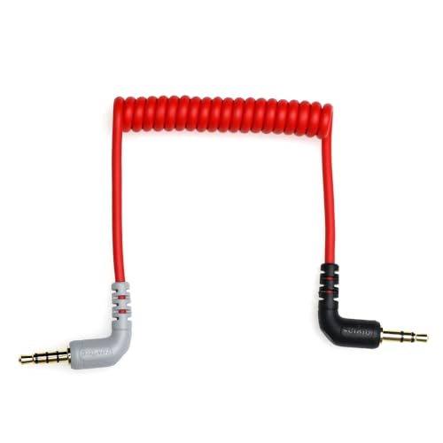 Alvin's Cables 3.5mm TRS to TRRS SC7 Patch Cable for Rode VideoMic| VideoMicro Go| BOYA Mic, for i-Phone| Smartphone| Tablets, 1/8 Male Right Angle Microphone Coiled Cable