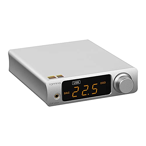 Topping DX3 Pro+ ES9038Q2M Bluetooth 5.0 LDAC Audio Decoder DSD512 DAC AMP NFCA Headphone Amplifier Pre Amplifier (Silver) - color: Silver