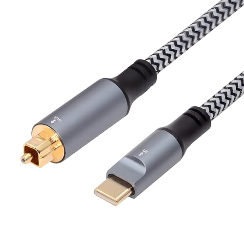 Type-C to SPDIF Toslink Optical Audio Cable Opt Male USB-C to Digital Optical Fiber Optic Sound Interface Male Adapter Wire for Desktop Laptop (180cm) - style: Type-C to Toslink Male