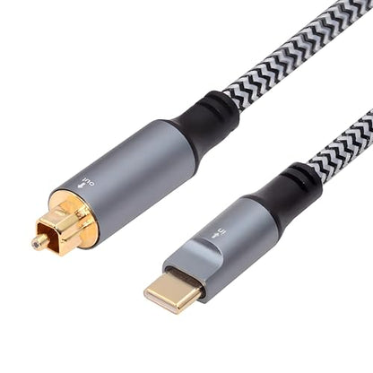Type-C to SPDIF Toslink Optical Audio Cable Opt Male USB-C to Digital Optical Fiber Optic Sound Interface Male Adapter Wire for Desktop Laptop (180cm) - style: Type-C to Toslink Male