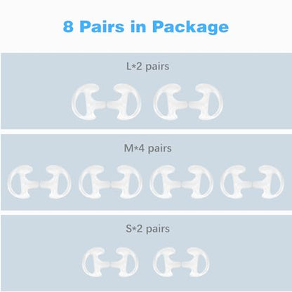8-Pair Two Way Radio Ear Mold Replacement Soft, Pro-Grade Covert Surveillance Earbud, Silicon Earmold Earplug Compatible with Acoustic Coil Tube Earpiece(16pcs) - color: White