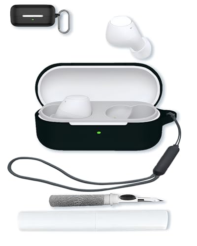 Case for Sony WF-C510 Truly Wireless in-Ear Bluetooth Earbud,Soft Protective,Shockproof, BOVUGAC Silicone Case Cover with Keychain & Cleaning Kit & Lanyard-Black - color: Black