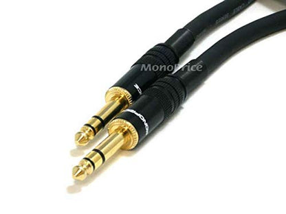 Monoprice 1/4-Inch TRS Male to Male Cable - 6 Feet - Black, 16AWG, Gold Plated - Premier Series - size: 6ft