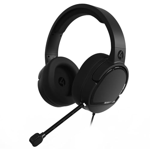 4Gamers Panther Over-Ear Gaming Headset Compatible with PS4/PS5, Xbox, Switch, PC with Flexible Mic, 3.5mm Jack, 1.5m Cable- Lightweight, Comfortable and Durable