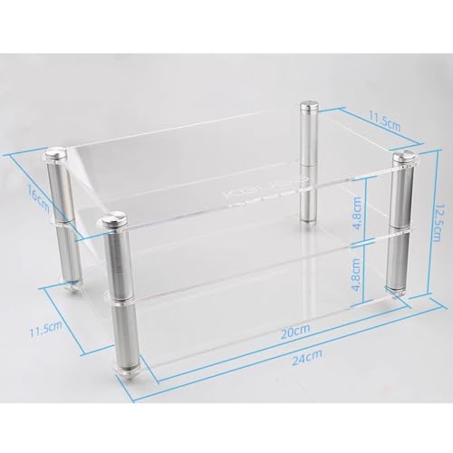 Acrylic Audio Component Rack Small HiFi Media Stand Desktop DAC Headphone Amp Holders Clear/Black CD Player Stand 2-Layer(Black) - color: Black