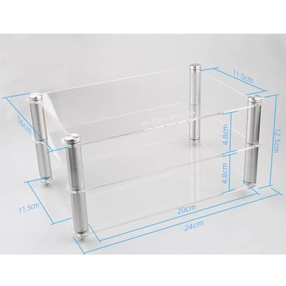 Acrylic Audio Component Rack Small HiFi Media Stand Desktop DAC Headphone Amp Holders Clear/Black CD Player Stand 2-Layer(Clear) - color: Clear