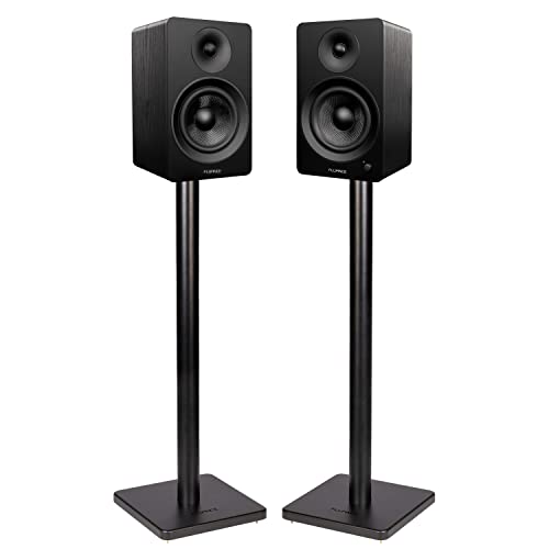 Fluance Ai61 Powered 2-Way 2.0 Stereo Bookshelf Speakers with Speaker Stands 6.5" Drivers 120W Amplifier for Turntable Bluetooth 5 Wireless Music Streaming - RCA Optical USB & Sub Out (Black Ash) - color: Black Ash, size: With Square Stand
