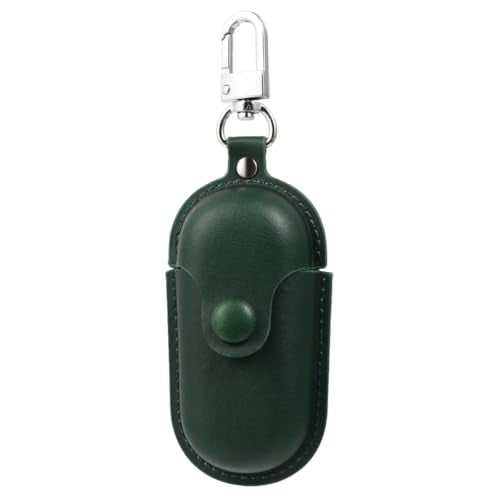 Green Leather Cotton Earphone Case, Portable Scratch-Proof Holder