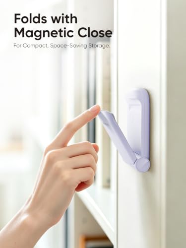 MAMUVIMO Headphone Stand, Headset Stand Foldable ＆ Sticky, Headphone Holder Hook Mount with Non-Slip Silicone, Adhesive Earphone Desk Hanger Clip Space-Saving for Airpods Max, All Earphones- Purple - color: Purple, size: 1 Pack