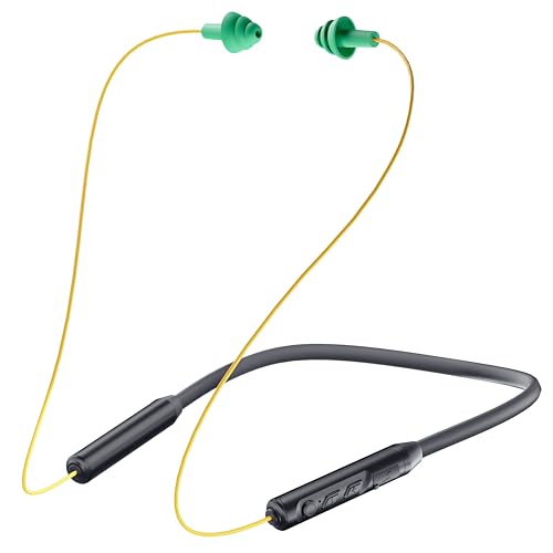 MIPEACE Bluetooth Earplug Headphones, Neckband Wireless Earbuds earplugs-29db Noise Reduction isolating in-Ear earplug Earphones and Controls,IPX5 sweatproof,19+Hour Battery(Yellow & Green) - color: Yellow & Green