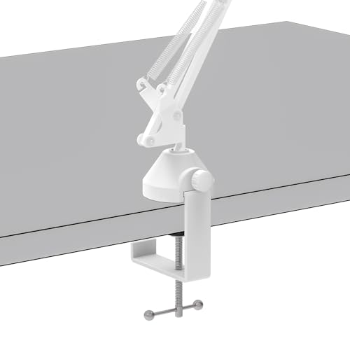 GEEKRIA for Creators Microphone Desk Mount Clamp, Boom Arm Clamps for Adjustable Mic Stand Compatible with Rode PSA1+, TONOR T20, Aokeo AK-35, InnoGear Microphone Arm (White)