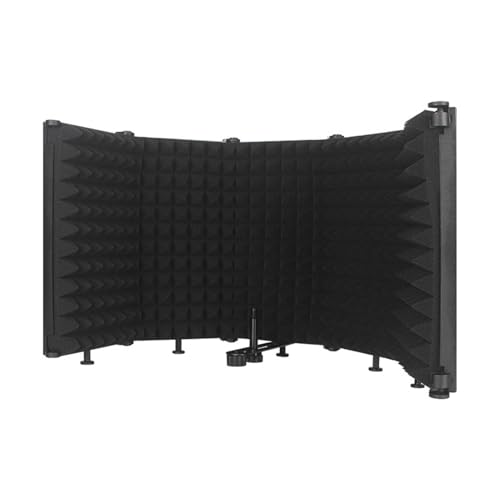 Portable Microphone Isolation, Adjustable Angle Sound Absorbing Panel with High Density Sponge for Vocal Recording and Noise Reduction (5 panel) - size: 5 panel